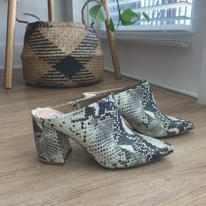 Steve Madden Barrie Snake Pointed Toe Heeled Mules